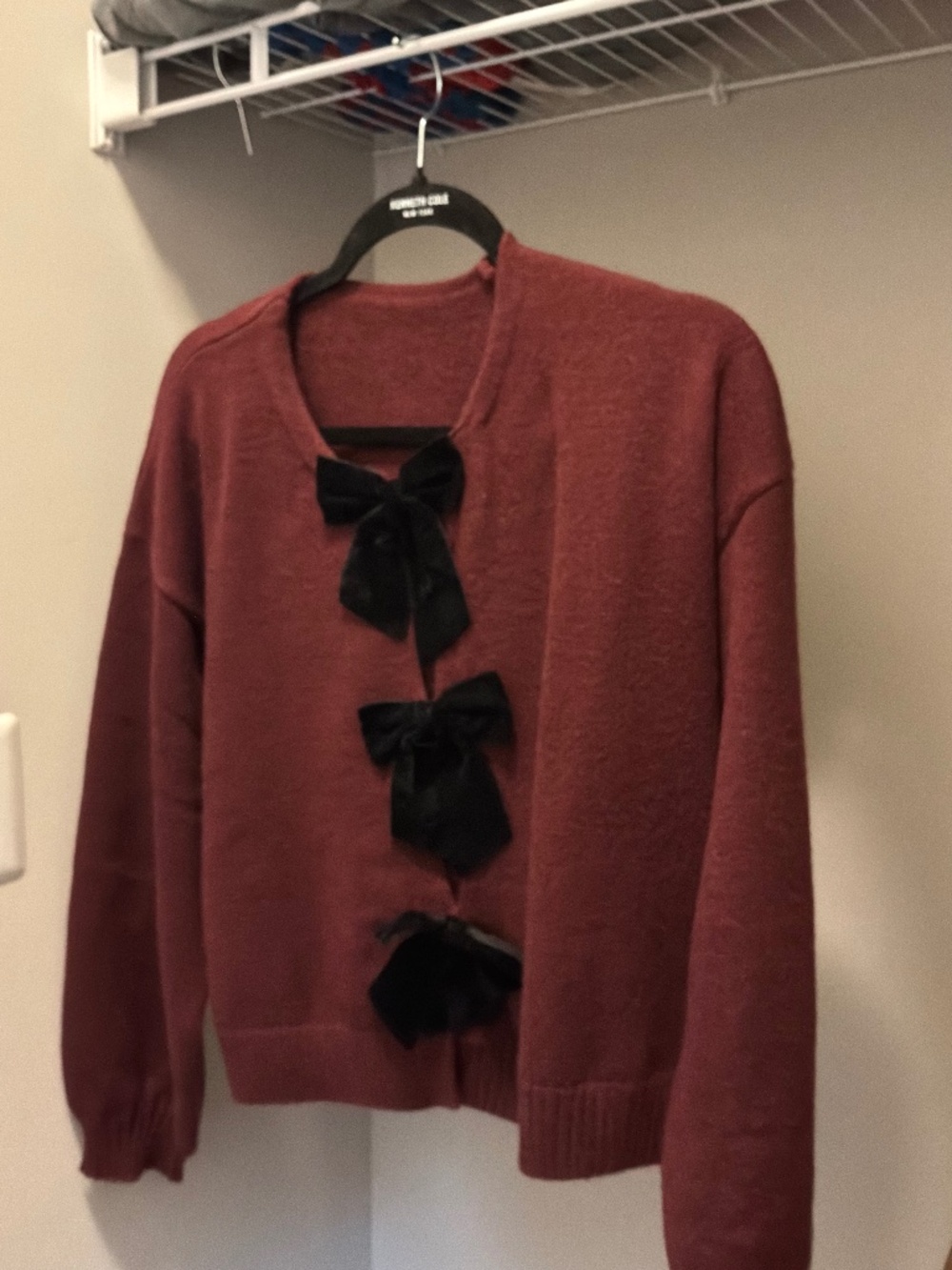 Velvet Bow Lantern Sleeve Sweater